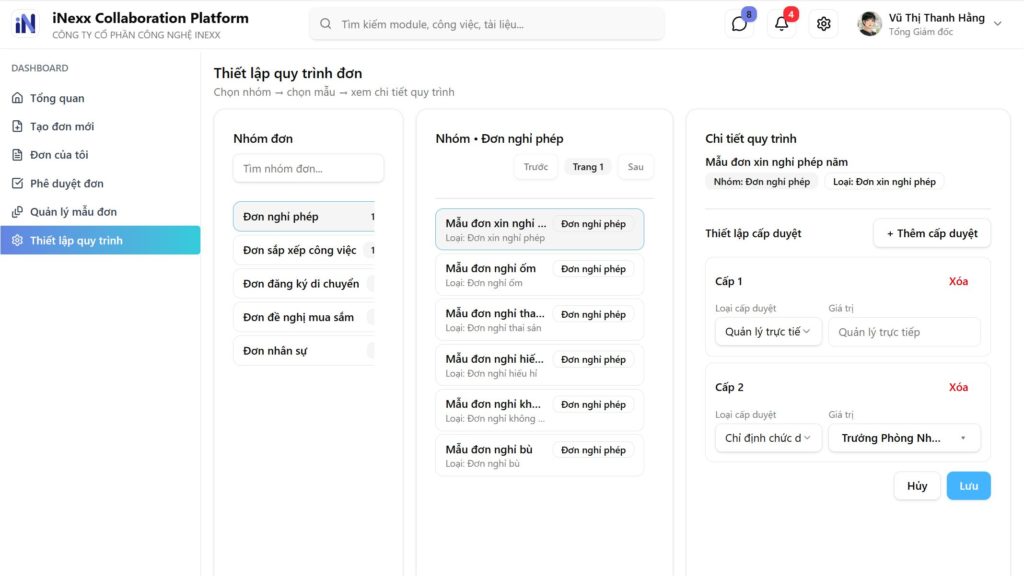 Thiết lập quy trình duyệt đơn từ